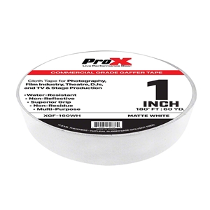 ProX GaffX™ 1" Commercial Grade Gaffers Tape, Matte White, 60 Yards  gaffers tape, gaffx, commercial grade tape, commercial tape, stage tape, truss tape, dj tape, dj gear, wire organization, wire tape, cable tape